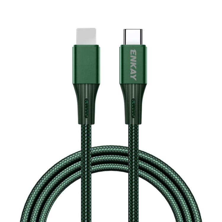 ENKAY PD 20W 3A USB-C / Type-C to 8 Pin Fast Charging Nylon Braided Data Cable, Length:1m(Green) - Normal Style Cable by ENKAY | Online Shopping South Africa | PMC Jewellery