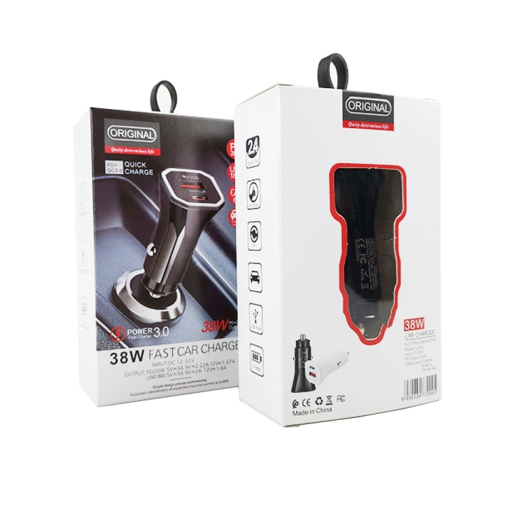 TE-P22 38W PD USB-C / Type-C + QC3. 0 USB Car Charger with 1m USB to USB-C / Type-C Data Cable(Black) - Car Charger by PMC Jewellery | Online Shopping South Africa | PMC Jewellery