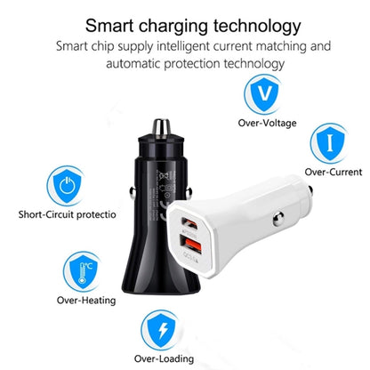 TE-P22 38W PD USB-C / Type-C + QC3. 0 USB Car Charger with 1m USB-C / Type-C to USB-C / Type-C Data Cable(White) - Car Charger by PMC Jewellery | Online Shopping South Africa | PMC Jewellery