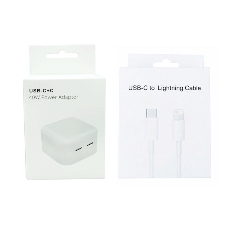 SDC-40W Dual PD USB-C / Type-C Ports Charger with 1m Type-C to 8 Pin Cable, AU Plug - USB Charger by PMC Jewellery | Online Shopping South Africa | PMC Jewellery