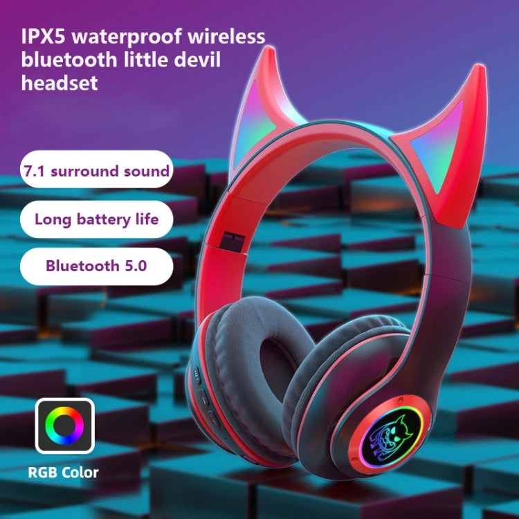 STN25 Devil Ear RGB Light Wireless Music Headset For Children with Mic(Blue) - Headset & Headphone by PMC Jewellery | Online Shopping South Africa | PMC Jewellery