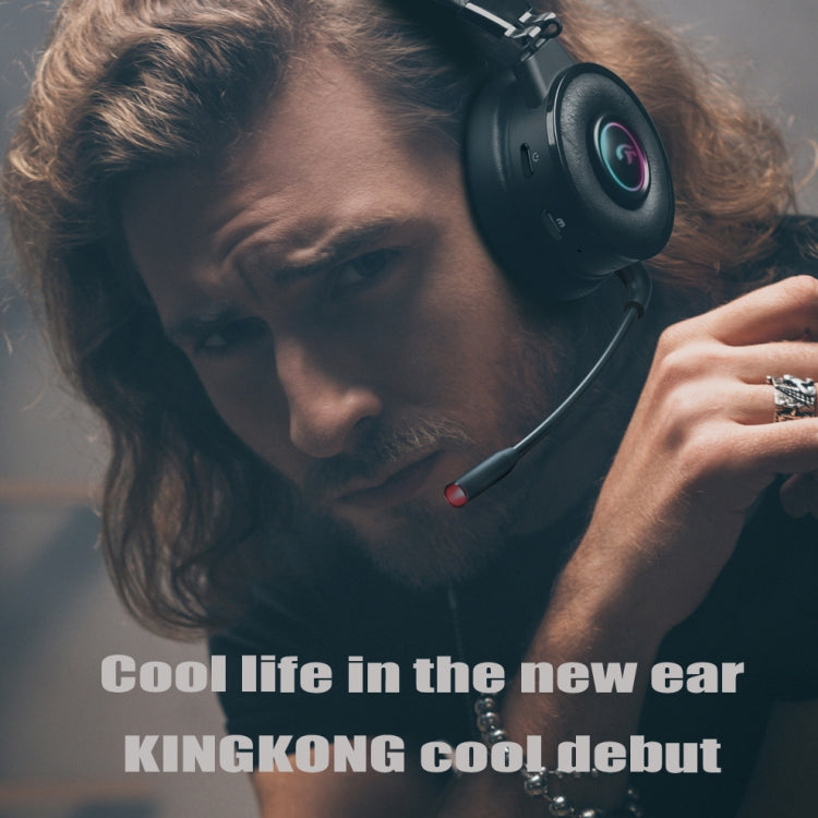 Kingkong Bluetooth Wireless RGB Luminous Gaming Headset with Mic Support TF/FM Radio - Headset & Headphone by PMC Jewellery | Online Shopping South Africa | PMC Jewellery