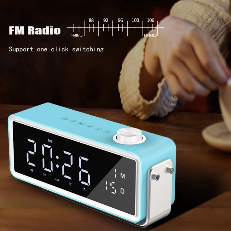 AEC K5 Mirror Alarm Clock Bluetooth Speakers with LED Light Support TF / FM(Blue) - Desktop Speaker by AEC | Online Shopping South Africa | PMC Jewellery