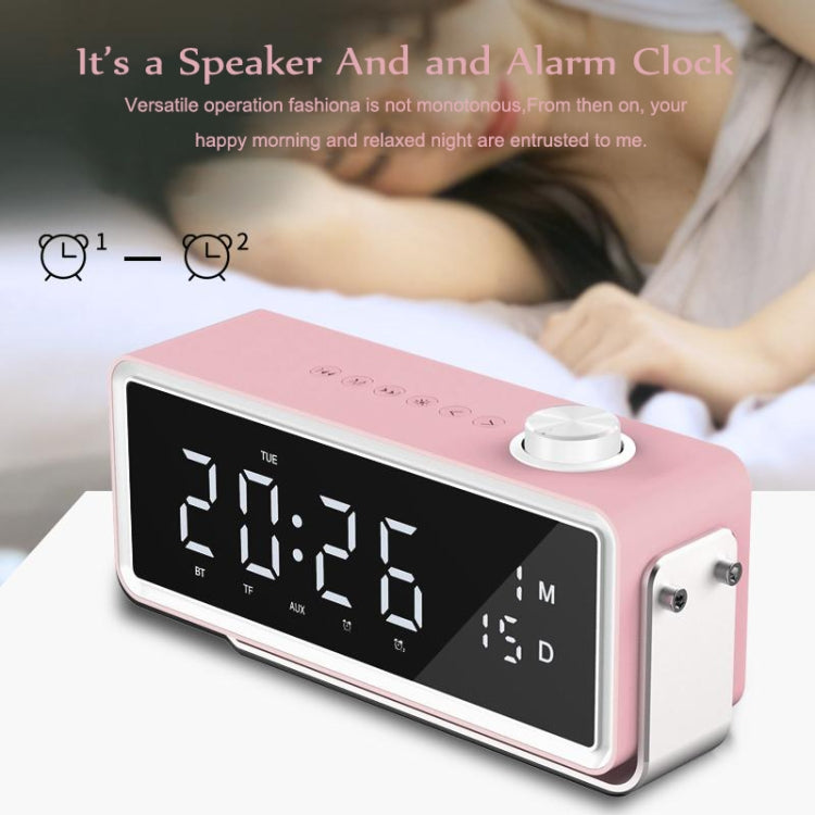 AEC K5 Mirror Alarm Clock Bluetooth Speakers with LED Light Support TF / FM(Blue) - Desktop Speaker by AEC | Online Shopping South Africa | PMC Jewellery | Buy Now Pay Later Mobicred