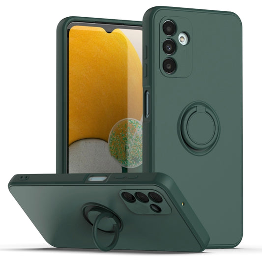 Ring Kickstand Silicone Phone Case For Samsung Galaxy A14 5G(Army Green) - Galaxy Phone Cases by PMC Jewellery | Online Shopping South Africa | PMC Jewellery