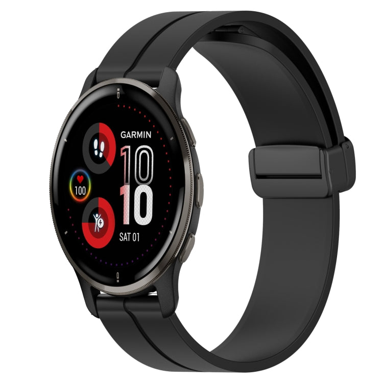 Compatible with Garmin Venu 2 Plus 20mm Solid Color Magnetic Clasp Silicone Watch Band(Black) - free shipping - PMC TechLife - Order now!
