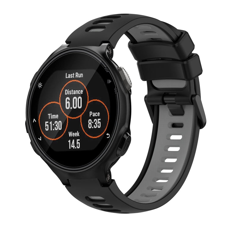Compatible with Garmin Compatible witherunner 735 / 735XT Two-Color Silicone Watch Band(Black+Grey) - Watch Bands by PMC TechLife | Online Shopping South Africa | PMC TechLife | Buy Now Pay Later Mobicred