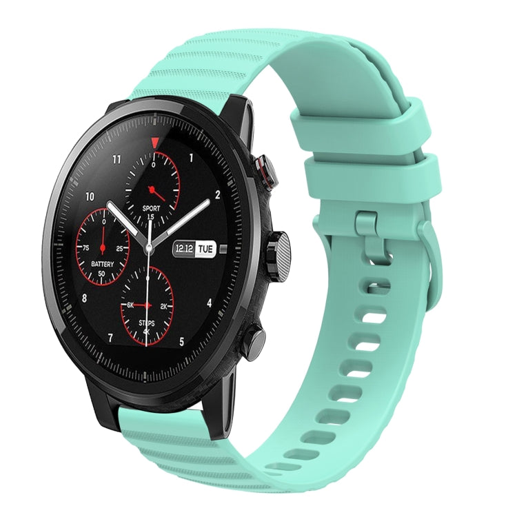 For Amazft 2 Stratos 22mm Wavy Dot Pattern Solid Color Silicone Watch Band(Teal) - free shipping - PMC TechLife - Order now!