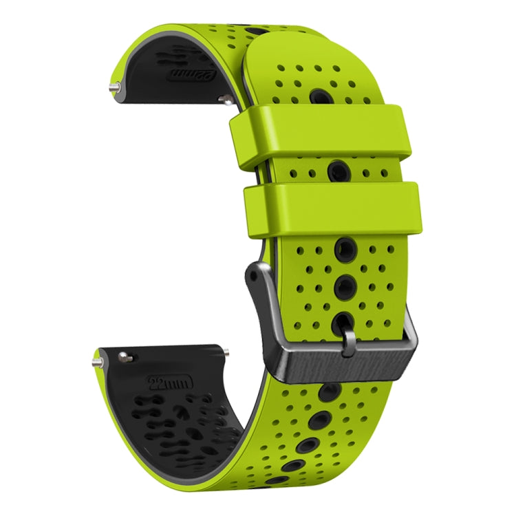For Huawei GT2 46mm 22mm Perforated Two-Color Silicone Watch Band(Lime+Black) - free shipping - PMC TechLife - Order now!