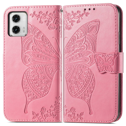 For Motorola Moto G73 Butterfly Love Flower Embossed Flip Leather Phone Case(Pink) - Motorola Cases by PMC Jewellery | Online Shopping South Africa | PMC Jewellery