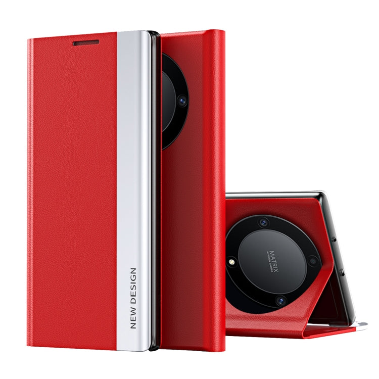 For Honor X9a Side Electroplated Adsorption Leather Phone Case(Red) - Honor Cases by PMC TechLife | Online Shopping South Africa | PMC TechLife | Buy Now Pay Later Mobicred
