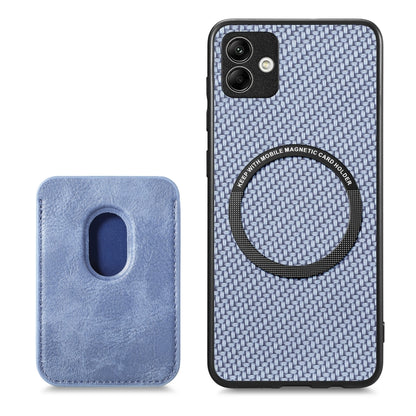 For Samsung Galaxy A04 4G Carbon Fiber Leather Card Magsafe Magnetic Phone Case(Blue) - Galaxy Phone Cases by PMC Jewellery | Online Shopping South Africa | PMC Jewellery