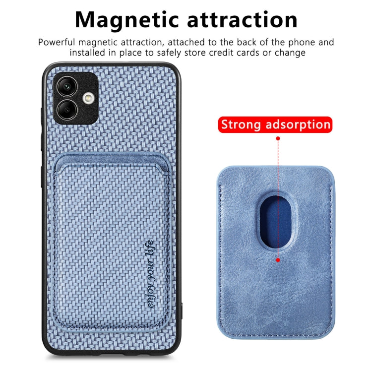 For Samsung Galaxy A04 4G Carbon Fiber Leather Card Magsafe Magnetic Phone Case(Blue) - Galaxy Phone Cases by PMC Jewellery | Online Shopping South Africa | PMC Jewellery