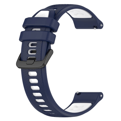 For Garmin Forerunner 265S 18mm Sports Two-Color Silicone Watch Band(Midnight Blue+White) - Smart Wear by PMC Jewellery | Online Shopping South Africa | PMC Jewellery