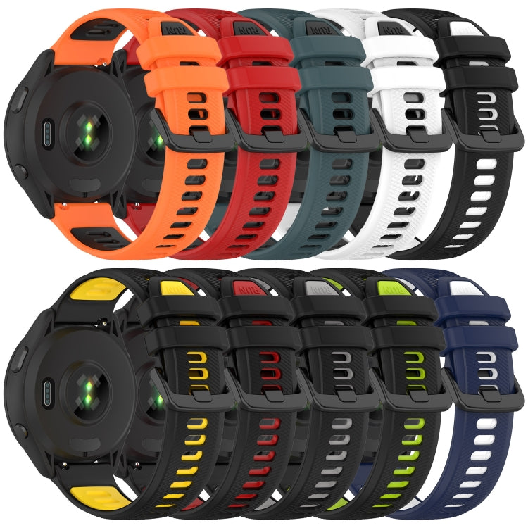 For Garmin Forerunner 265S 18mm Sports Two-Color Silicone Watch Band(Orange+Black) - Smart Wear by PMC Jewellery | Online Shopping South Africa | PMC Jewellery