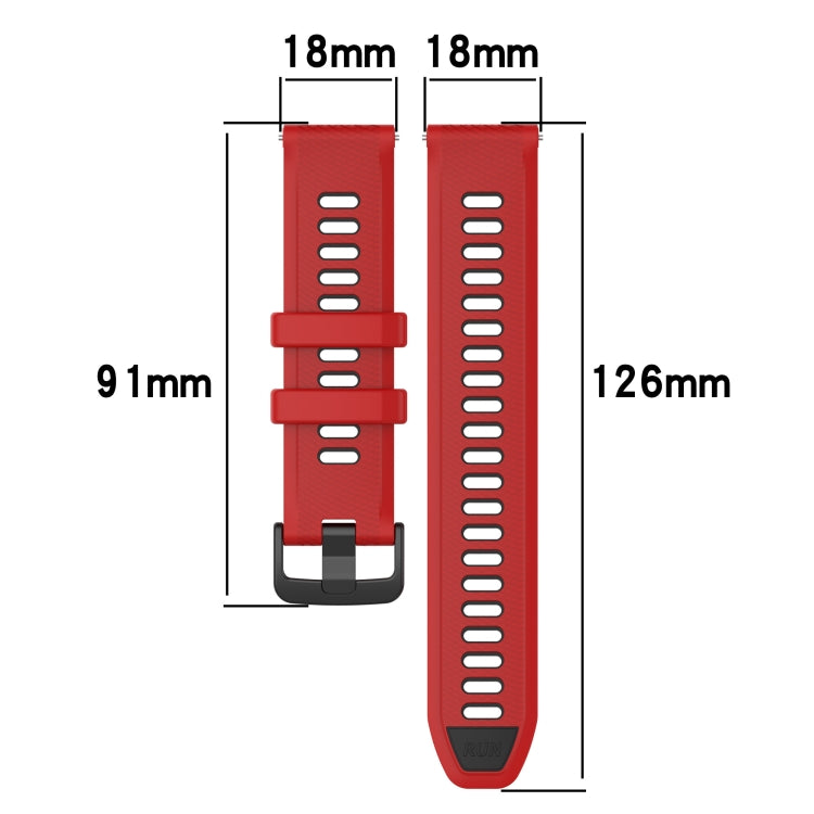 For Garmin Forerunner 255S 18mm Sports Two-Color Silicone Watch Band(Black+Red) - Smart Wear by PMC Jewellery | Online Shopping South Africa | PMC Jewellery