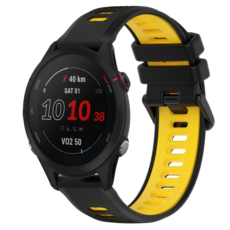 For Garmin Forerunner 255S Music 18mm Sports Two-Color Silicone Watch Band(Black+Yellow) - Smart Wear by PMC Jewellery | Online Shopping South Africa | PMC Jewellery