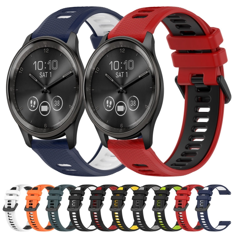 For Garmin Vivomove Sport 20mm Sports Two-Color Silicone Watch Band(Orange+Black) - Smart Wear by PMC Jewellery | Online Shopping South Africa | PMC Jewellery