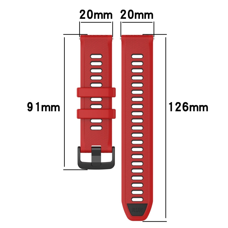 For Garmin VivoMove Style 20mm Sports Two-Color Silicone Watch Band(Olive Green+Black) - Watch Bands by PMC Jewellery | Online Shopping South Africa | PMC Jewellery