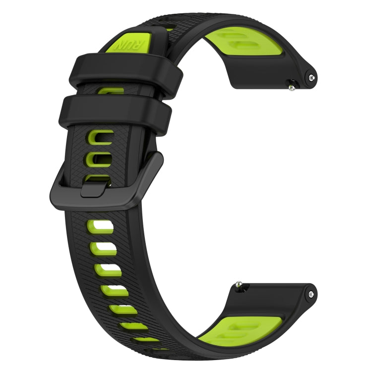 For Garmin Vivomove Sport 20mm Sports Two-Color Silicone Watch Band(Black+Green) - Smart Wear by PMC Jewellery | Online Shopping South Africa | PMC Jewellery