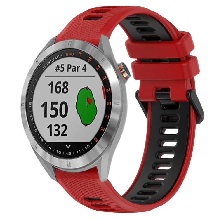 For Garmin Approach S40 20mm Sports Two-Color Silicone Watch Band(Red+Black) - Smart Wear by PMC Jewellery | Online Shopping South Africa | PMC Jewellery