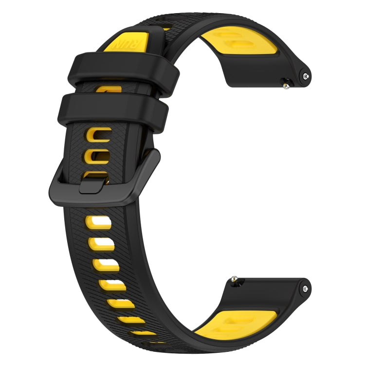 For Garmin Forerunner 55 20mm Sports Two-Color Silicone Watch Band(Black+Yellow) - Smart Wear by PMC Jewellery | Online Shopping South Africa | PMC Jewellery
