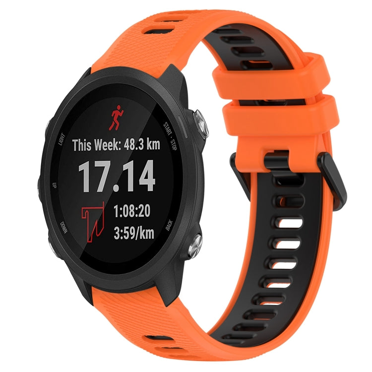 For Garmin Forerunner 245 20mm Sports Two-Color Silicone Watch Band(Orange+Black) - Smart Wear by PMC Jewellery | Online Shopping South Africa | PMC Jewellery