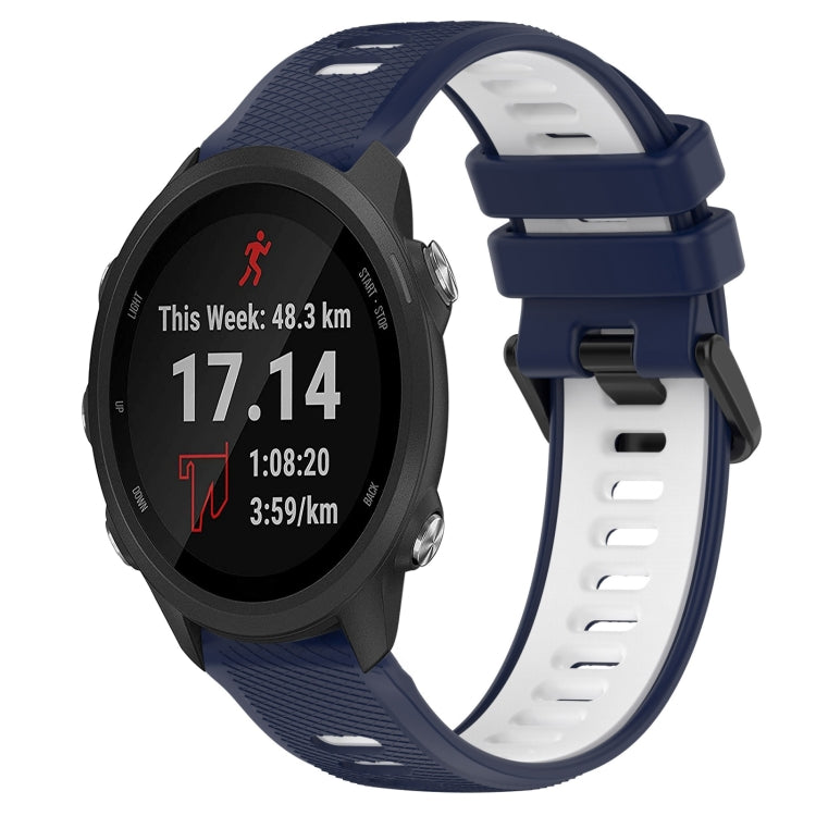 For Garmin Forerunner 245 Music 20mm Sports Two-Color Silicone Watch Band(Midnight Blue+White) - Smart Wear by PMC Jewellery | Online Shopping South Africa | PMC Jewellery