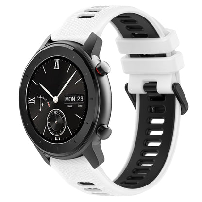 For Amazfit GTR 42mm 20mm Sports Two-Color Silicone Watch Band(White+Black) - Smart Wear by PMC Jewellery | Online Shopping South Africa | PMC Jewellery