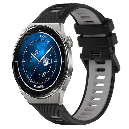 For Huawei Watch GT3 Pro 43mm 20mm Sports Two-Color Silicone Watch Band(Black+Grey) - Smart Wear by PMC Jewellery | Online Shopping South Africa | PMC Jewellery