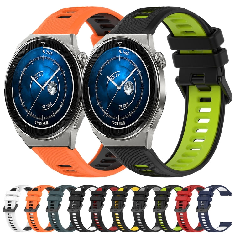 For Huawei Watch GT3 Pro 43mm 20mm Sports Two-Color Silicone Watch Band(Black+Grey) - Smart Wear by PMC Jewellery | Online Shopping South Africa | PMC Jewellery