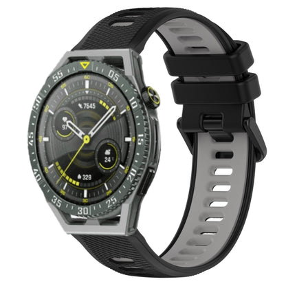 For Huawei Watch GT3 SE 22mm Sports Two-Color Silicone Watch Band(Black+Grey) - Smart Wear by PMC Jewellery | Online Shopping South Africa | PMC Jewellery