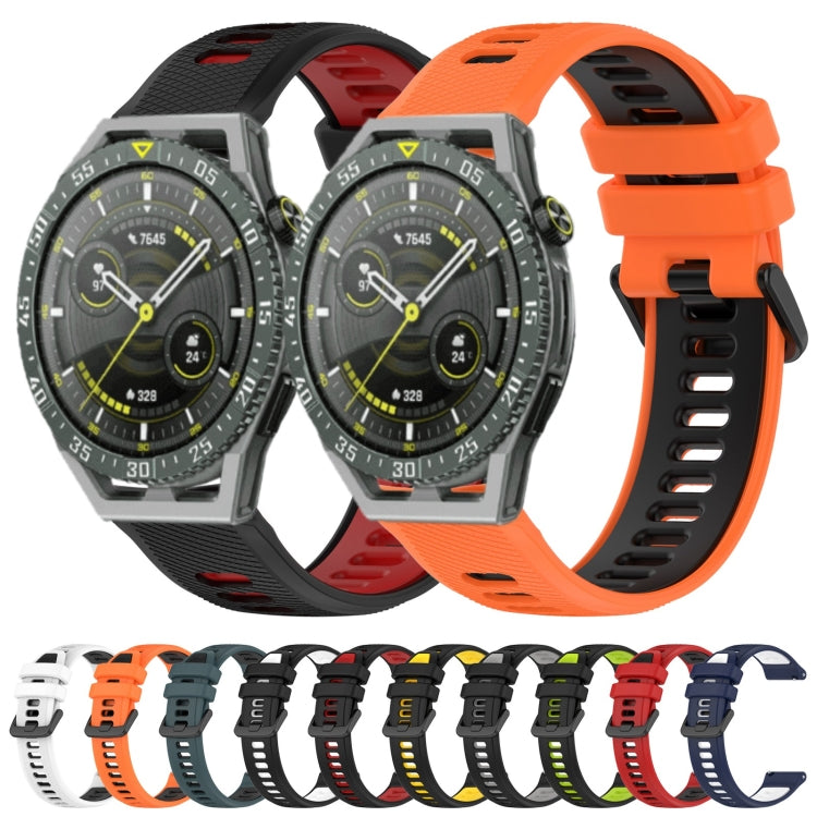 For Honor Watch GS 3 22mm Sports Two-Color Silicone Watch Band(Orange+Black) - Smart Wear by PMC Jewellery | Online Shopping South Africa | PMC Jewellery