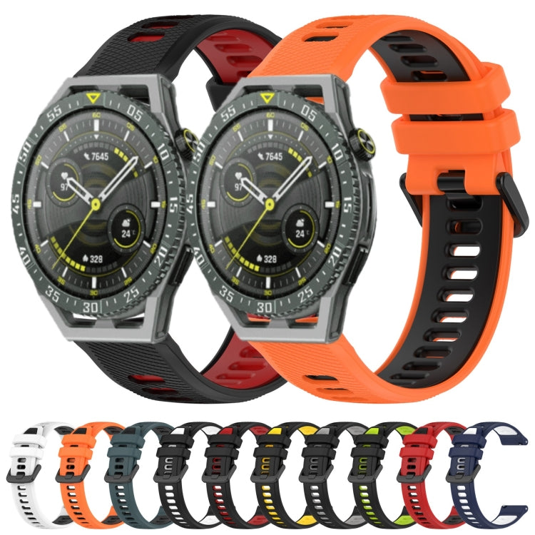 For Huawei Watch GT Runner 22mm Sports Two-Color Silicone Watch Band(Black+White) - Smart Wear by PMC Jewellery | Online Shopping South Africa | PMC Jewellery