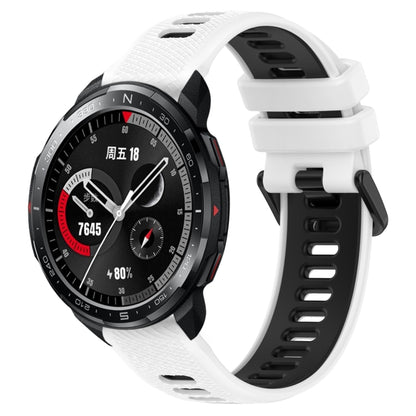 For Honor Watch GS Pro 22mm Sports Two-Color Silicone Watch Band(White+Black) - Smart Wear by PMC Jewellery | Online Shopping South Africa | PMC Jewellery