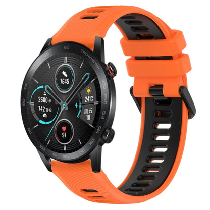 For Honor Magic Watch 2 46mm 22mm Sports Two-Color Silicone Watch Band(Orange+Black) - Smart Wear by PMC Jewellery | Online Shopping South Africa | PMC Jewellery