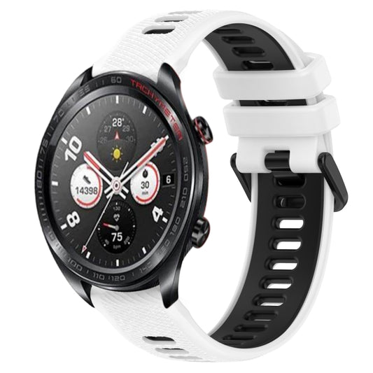 For Honor Watch Dream 22mm Sports Two-Color Silicone Watch Band(White+Black) - Smart Wear by PMC Jewellery | Online Shopping South Africa | PMC Jewellery