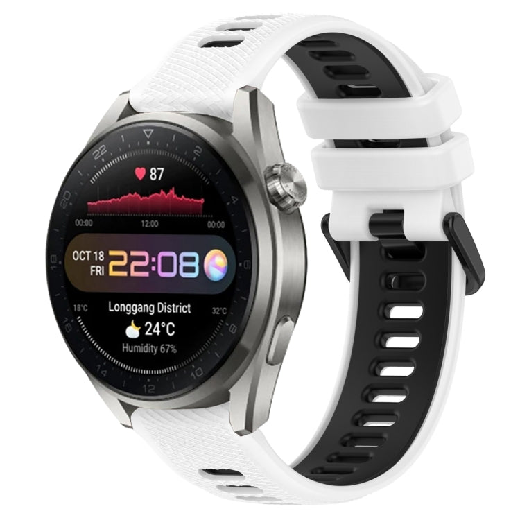 For Huawei Watch 3 Pro New 22mm Sports Two-Color Silicone Watch Band(White+Black) - Smart Wear by PMC Jewellery | Online Shopping South Africa | PMC Jewellery