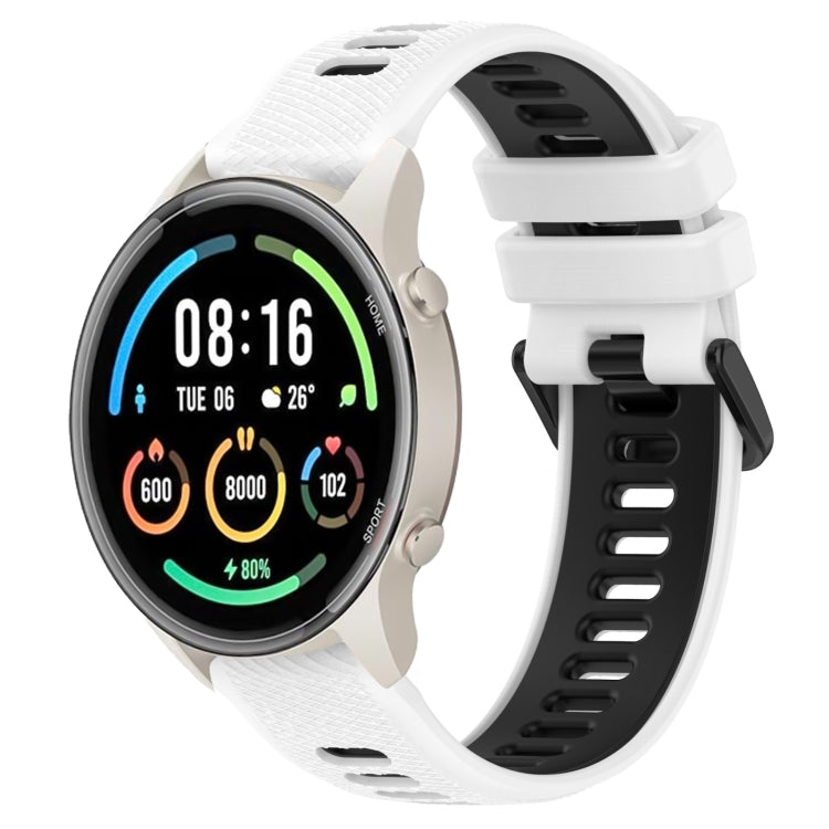 For Xiaomi MI Watch Sport 22mm Sports Two-Color Silicone Watch Band(White+Black) - Smart Wear by PMC Jewellery | Online Shopping South Africa | PMC Jewellery