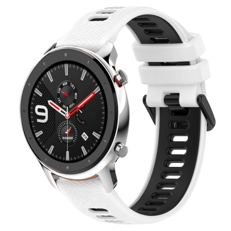 For Amazfit GTR 4 22MM Sports Two-Color Silicone Watch Band(White+Black) - Smart Wear by PMC Jewellery | Online Shopping South Africa | PMC Jewellery