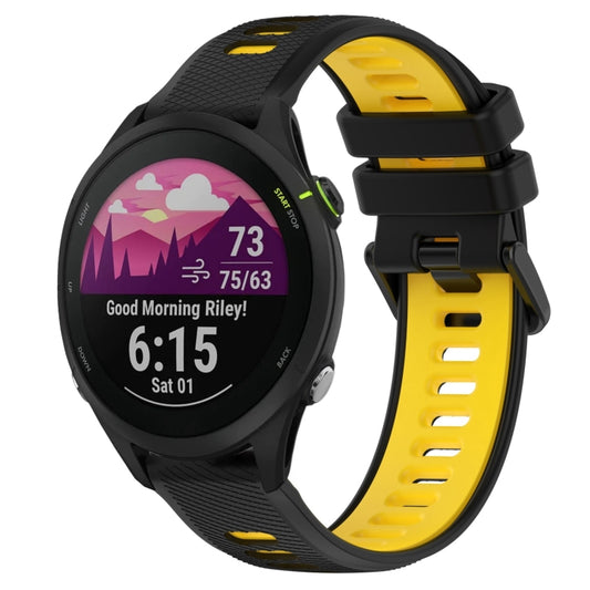 For Garmin Forerunner 255 22mm Sports Two-Color Silicone Watch Band(Black+Yellow) - Smart Wear by PMC Jewellery | Online Shopping South Africa | PMC Jewellery