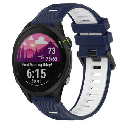 For Garmin Forerunner 255 22mm Sports Two-Color Silicone Watch Band(Midnight Blue+White) - Smart Wear by PMC Jewellery | Online Shopping South Africa | PMC Jewellery
