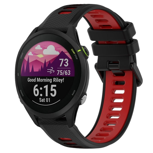 For Garmin Forerunner 255 Music 22mm Sports Two-Color Silicone Watch Band(Black+Red) - Smart Wear by PMC Jewellery | Online Shopping South Africa | PMC Jewellery