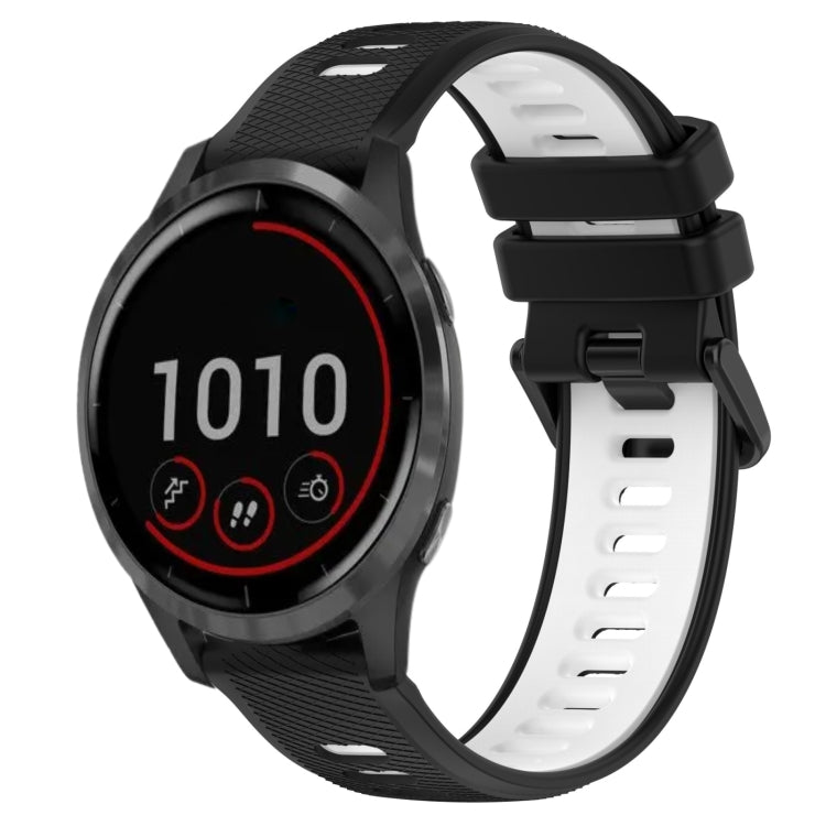 For Garmin Vivoactive 4 22mm Sports Two-Color Silicone Watch Band(Black+White) - Smart Wear by PMC Jewellery | Online Shopping South Africa | PMC Jewellery