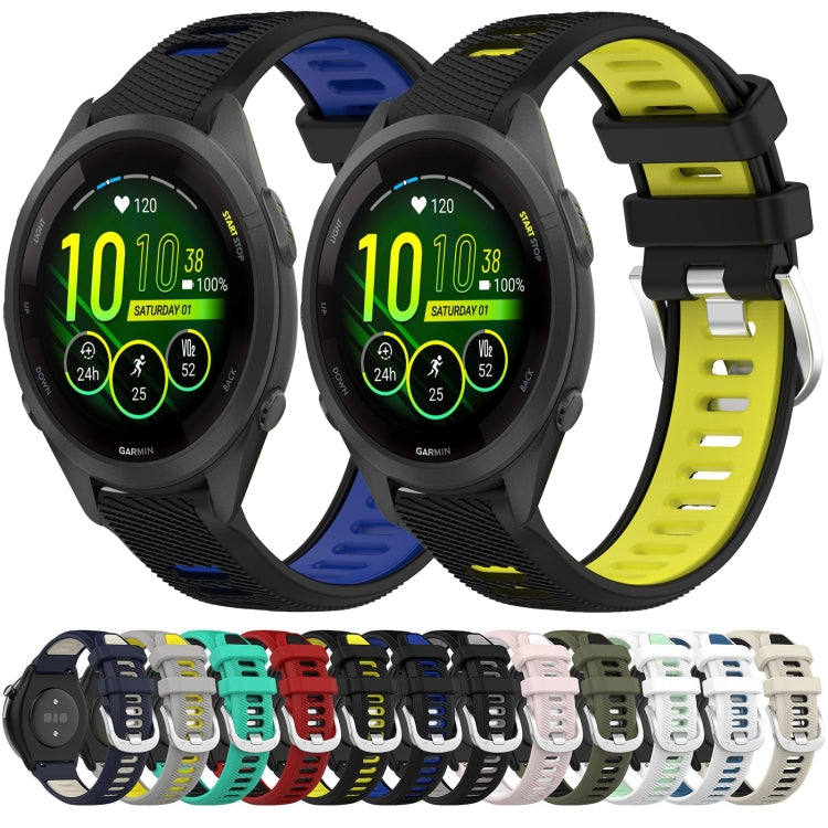 For Garmin Vivomove 3S 18mm Sports Two-Color Steel Buckle Silicone Watch Band(Black+Lime Green) - Smart Wear by PMC Jewellery | Online Shopping South Africa | PMC Jewellery