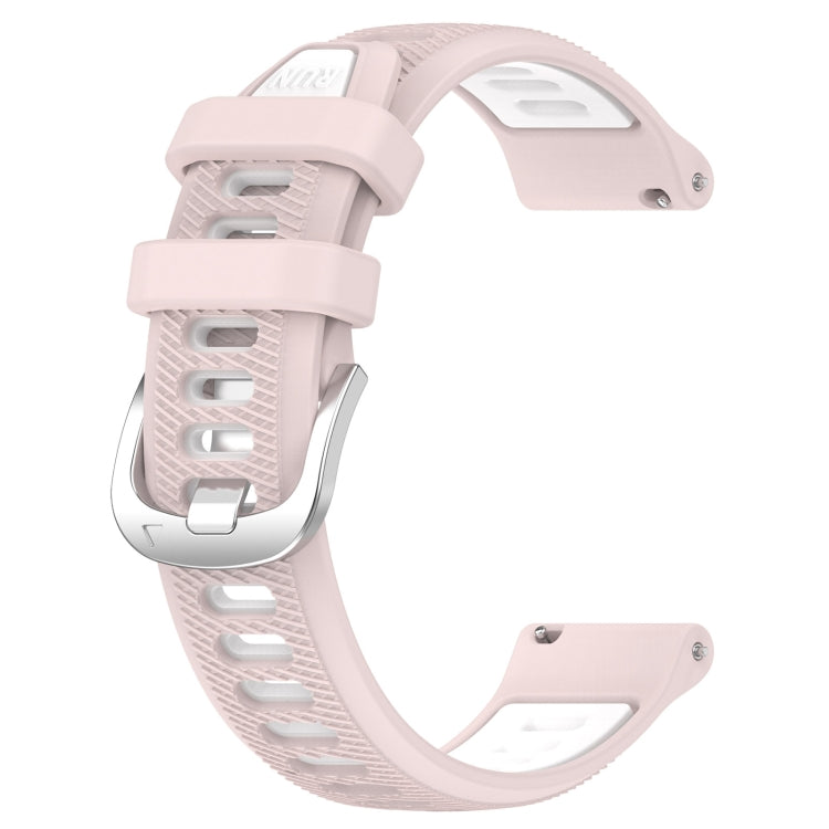 For Garmin Venu 2S 18mm Sports Two-Color Steel Buckle Silicone Watch Band(Pink+White) - Smart Wear by PMC Jewellery | Online Shopping South Africa | PMC Jewellery