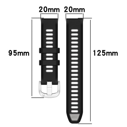 For Garmin Venu SQ 20mm Sports Two-Color Steel Buckle Silicone Watch Band(Black+Grey) - Smart Wear by PMC Jewellery | Online Shopping South Africa | PMC Jewellery