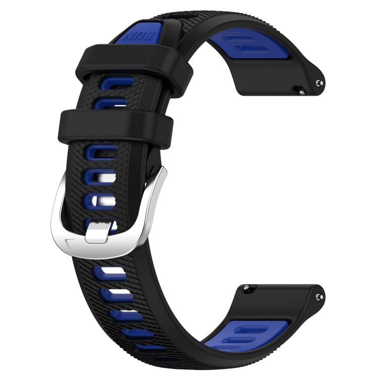 For Garmin Venu 20mm Sports Two-Color Steel Buckle Silicone Watch Band(Black+Blue) - Smart Wear by PMC Jewellery | Online Shopping South Africa | PMC Jewellery