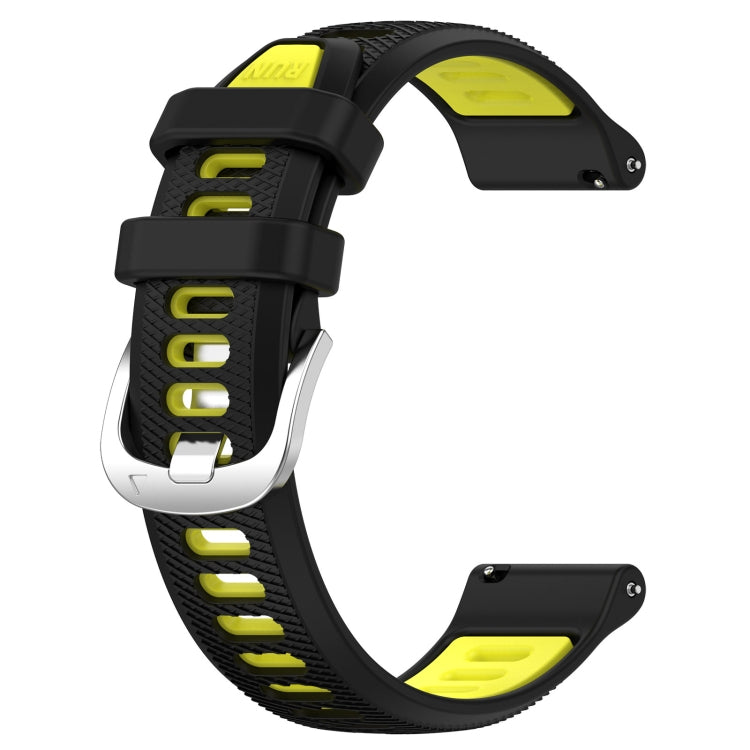 For Garmin Venu 20mm Sports Two-Color Steel Buckle Silicone Watch Band(Black+Lime Green) - Smart Wear by PMC Jewellery | Online Shopping South Africa | PMC Jewellery