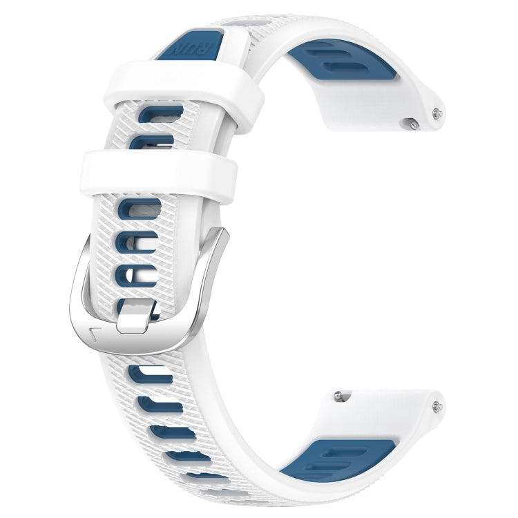 For Garmin Venu SQ 20mm Sports Two-Color Steel Buckle Silicone Watch Band(White+Blue) - Smart Wear by PMC Jewellery | Online Shopping South Africa | PMC Jewellery